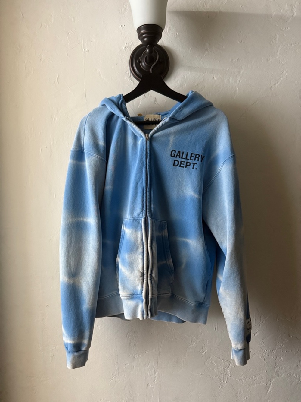 Gallery Dept. Light Blue and White Tie-Dye Zip Hoodie